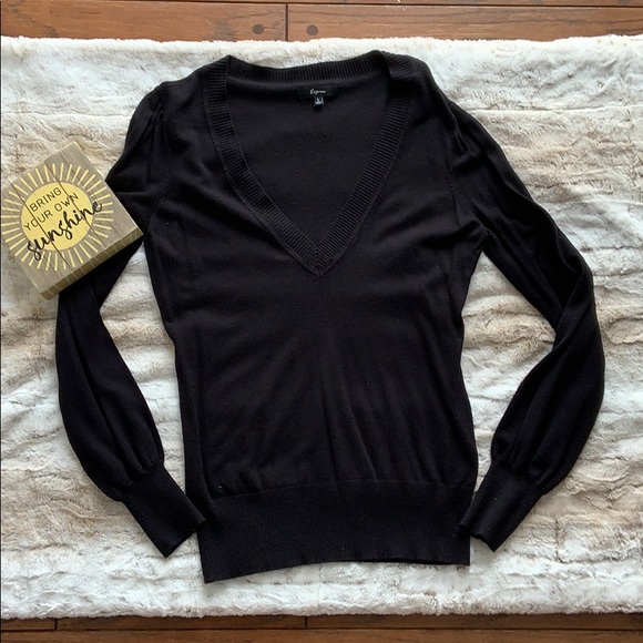 Express Sweaters - Express Black Top with Deep V Neck